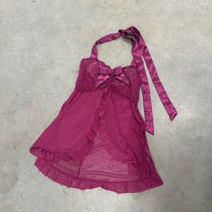 Elegant Pink Lace Babydoll